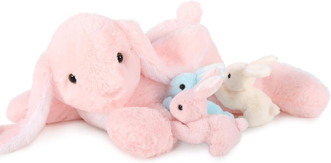 MorisMos gross Osterhase Kuscheltier XXL mit Baby im Bauch, 60cm lang Pink Hase plüschtier stofftier