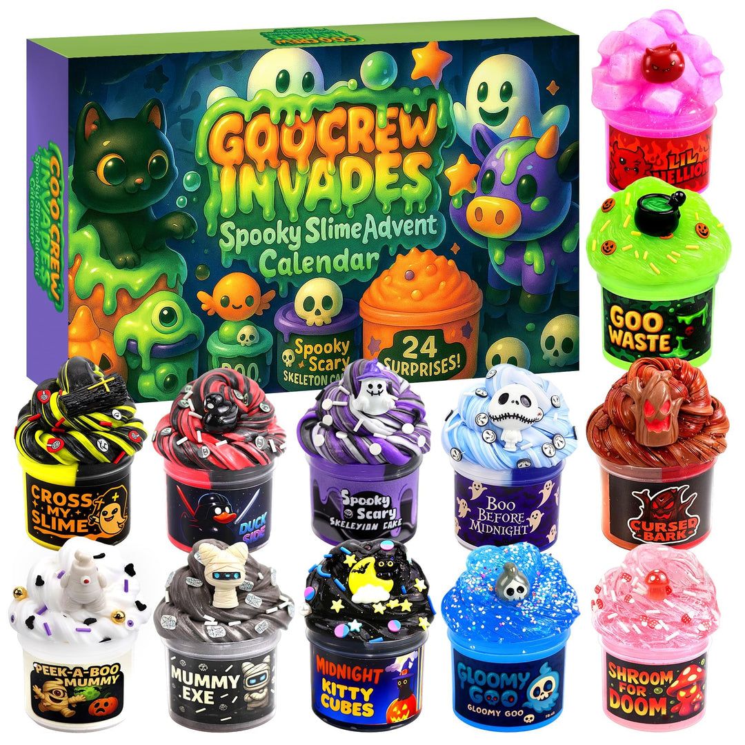 Funewest Slime Adventskalender 2025 – 24 Tage Halloween Schleim Countdown Kalender, Halloween und We