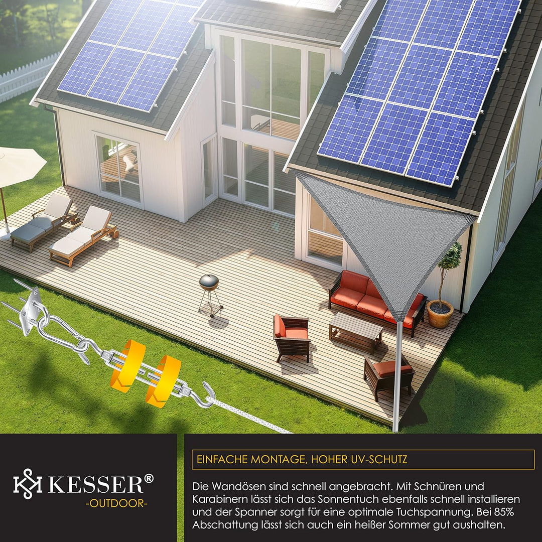 KESSER® Sonnensegel Sonnenschutz Windschutz | HDPE Gewebe | wasserabweisend & windabweisend | Dreiec