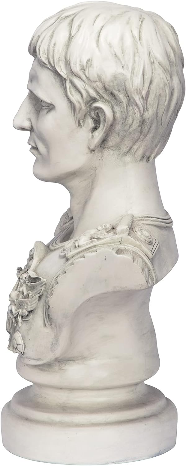 Design Toscano Augustus Caesar Primaporta Büstenstatue, Polyresin, antikes steingrau, 46 cm Einzelbe