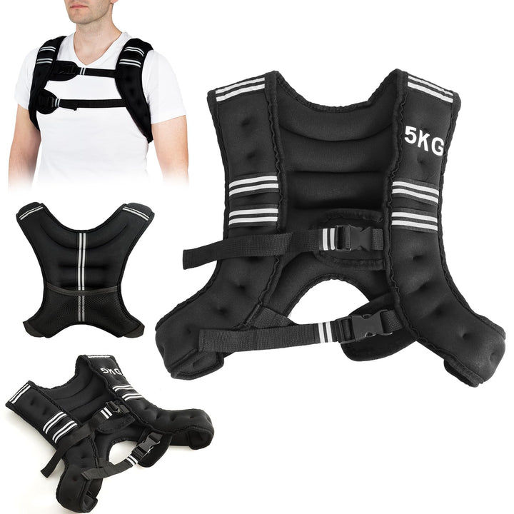 KOMFOTTEU Gewichtsweste 5-15 kg, Trainingsweste aus Neopren verstellbar, Fitnessweste Laufweste mit
