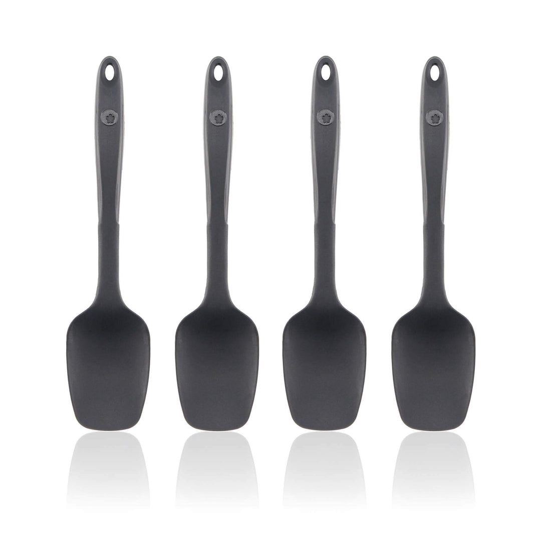 Kochblume Flexlöffel S 4er Set | Premium-Silikon | Hitzebeständig | Spülmaschinenfest | Farbe: anthr