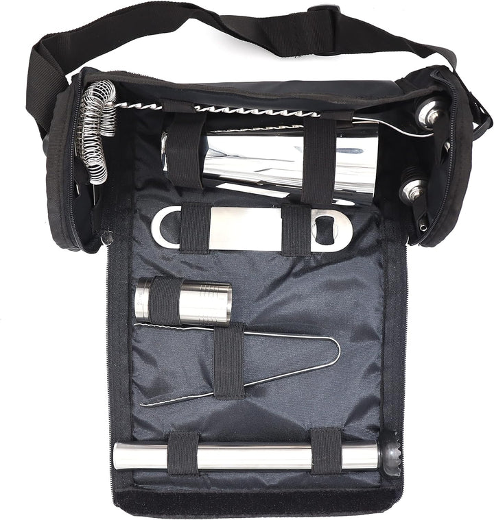 Barkoffer, Canvas, für Barkeeper, Cocktail-Set, Tasche, Mixologie, 9-teilig