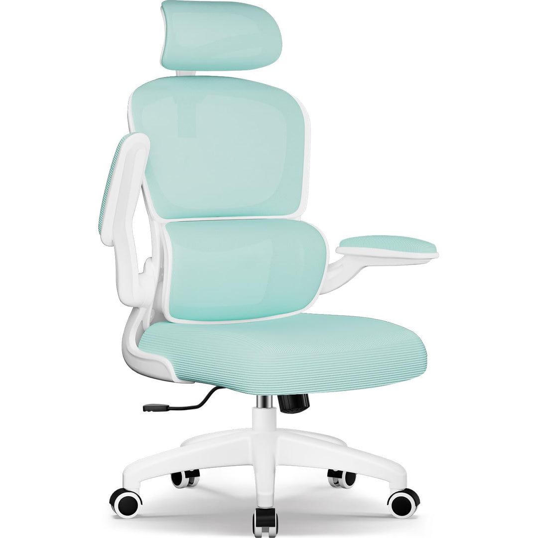 Aiidoits Bürostuhl mit Klappbaren Armlehnen, Lendenwirbelstütze und Höhenverstellbarer, Ergonomisch