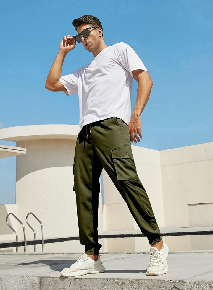 Elegancity Cargohose Herren Lang Casual Jogginghose Stretch Arbeitshosen Regular Fit Cargo Hosen Ela