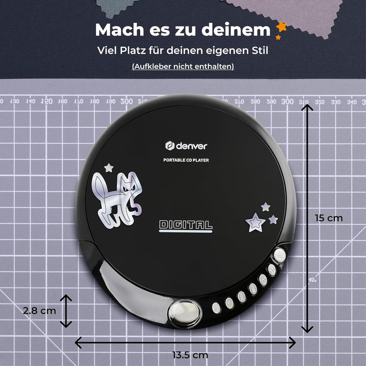 Denver DM-24 Discman, Schwarz ohne Anti-Schock Single, ohne Anti-Schock Single