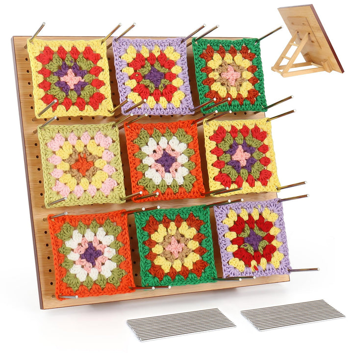 Coopay Granny Square Spanner 29 cm, Sperrbrett für Granny Square Gross, Bambus Blocking Board mit 30