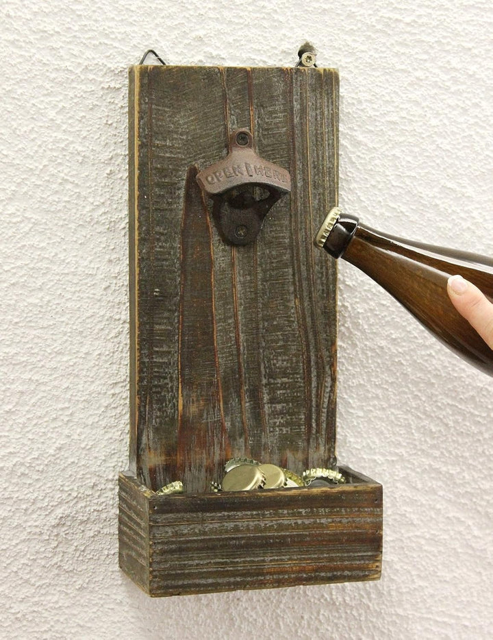 DanDiBo Flaschenöffner mit Kronkorkenbehälter 5094 Bieröffner 32 cm Wandflaschenöffner