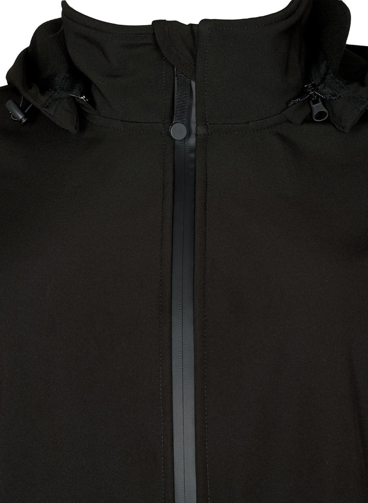 Zizzi Damen Grosse Grössen Softshell Jacke Kurz Kapuze Gr 58-60 Schwarz, 58-60 Schwarz