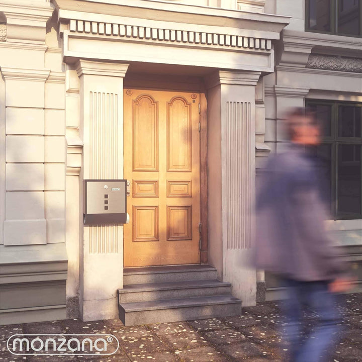 MONZANA® Design Briefkasten Edelstahl mit Zeitungsfach Sichtfenster Namensschild drehbare Abdeckung