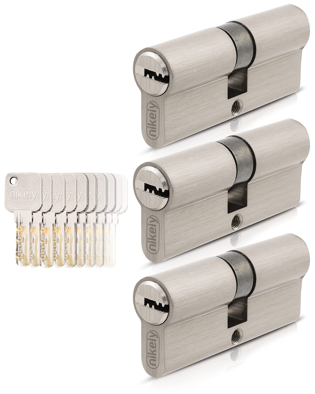 GERCAR Pro 3x Schliesszylinder 40/40 gleichschliessend Set 3 Profilzylinder inkl. 15 Schlüssel - 80
