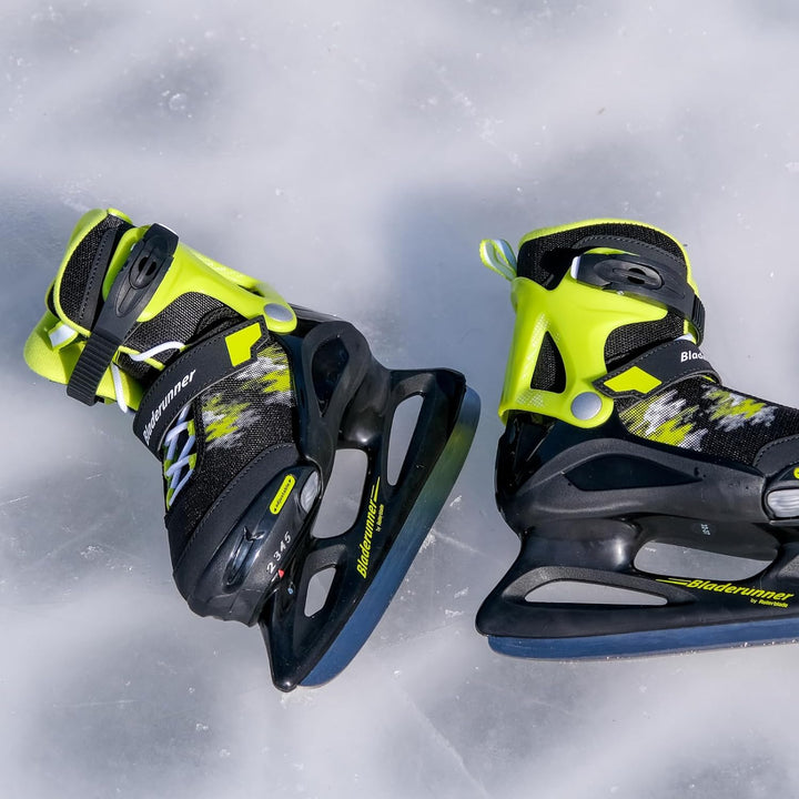 Bladerunner Micro Ice Schlittschuh Grössenverstellbar, Jungen, Schwarz/Limette 29-34 (UK: 11J-1 / US