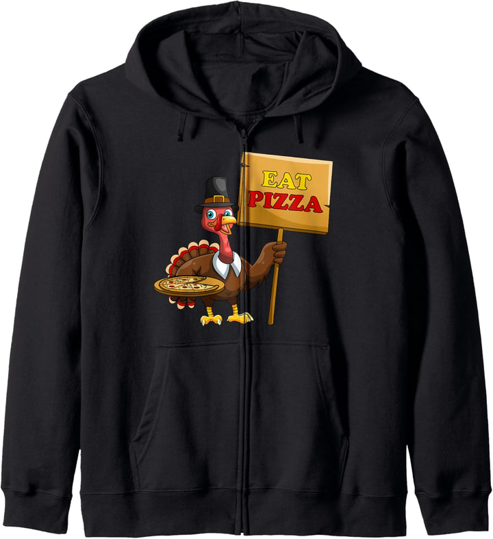 Lustige Erntedankhemden essen Pizza Türkei Zeichen Kapuzenjacke