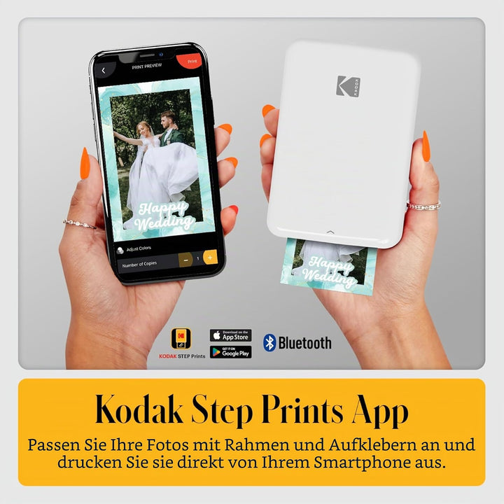 KODAK Step Drucker, Kabelloser mobiler Fotodrucker mit ZINK-Technik und gratis KODAK App für iOS und