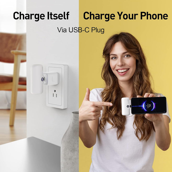 iWALK Powerbank 4800mAh,USB-C Ausgabe &amp; Eingabe, Tragbares Ladegerät, Petit Externer Akku Kompatibel