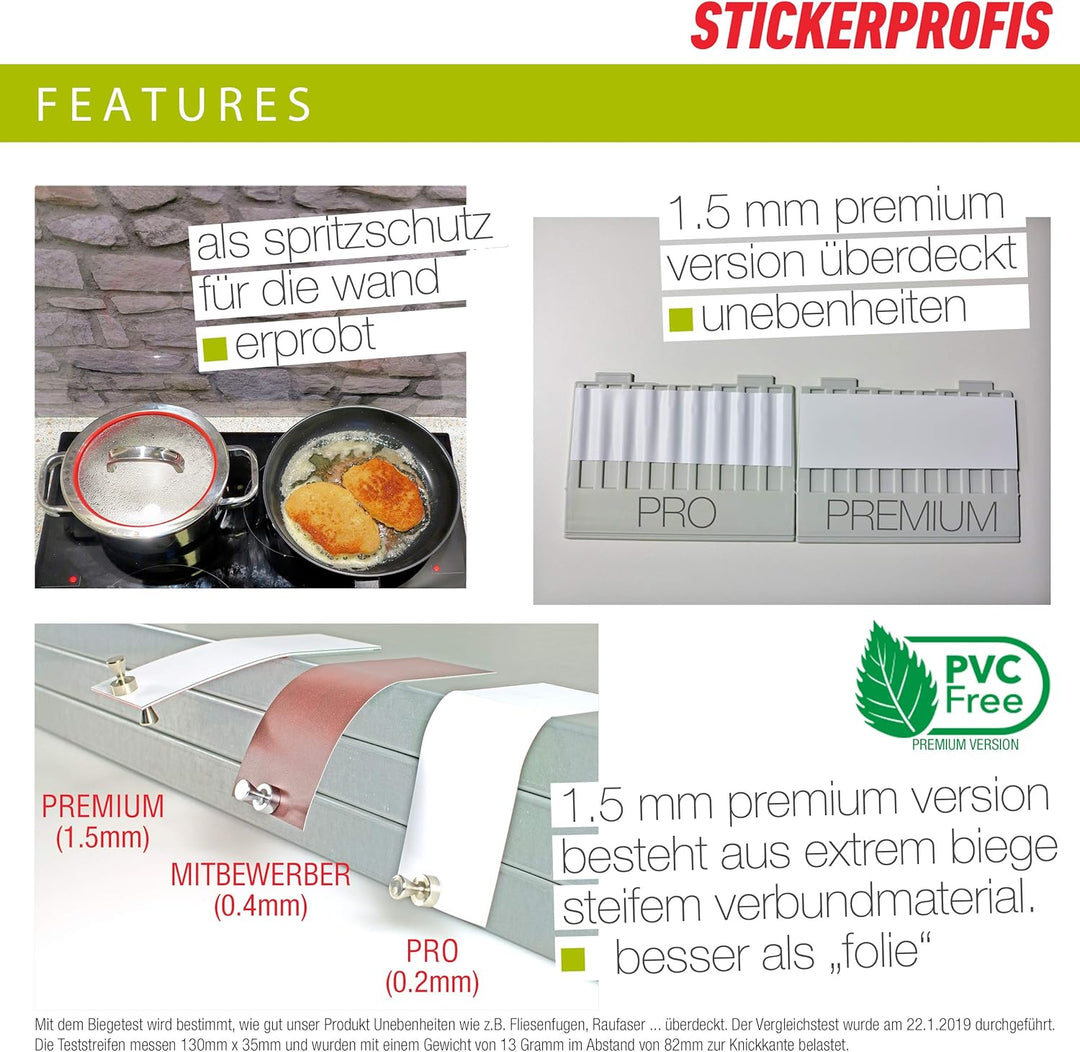 StickerProfis Küchenrückwand selbstklebend Premium WILDBLUMENWIESE 1.5mm, Versteift, alle Untergründ