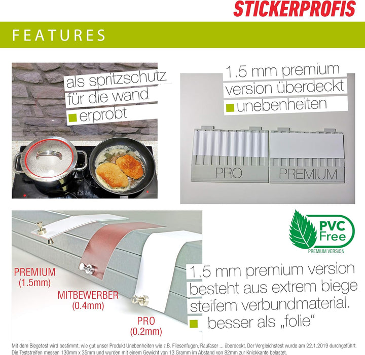 StickerProfis Küchenrückwand selbstklebend Premium WILDBLUMENWIESE 1.5mm, Versteift, alle Untergründ
