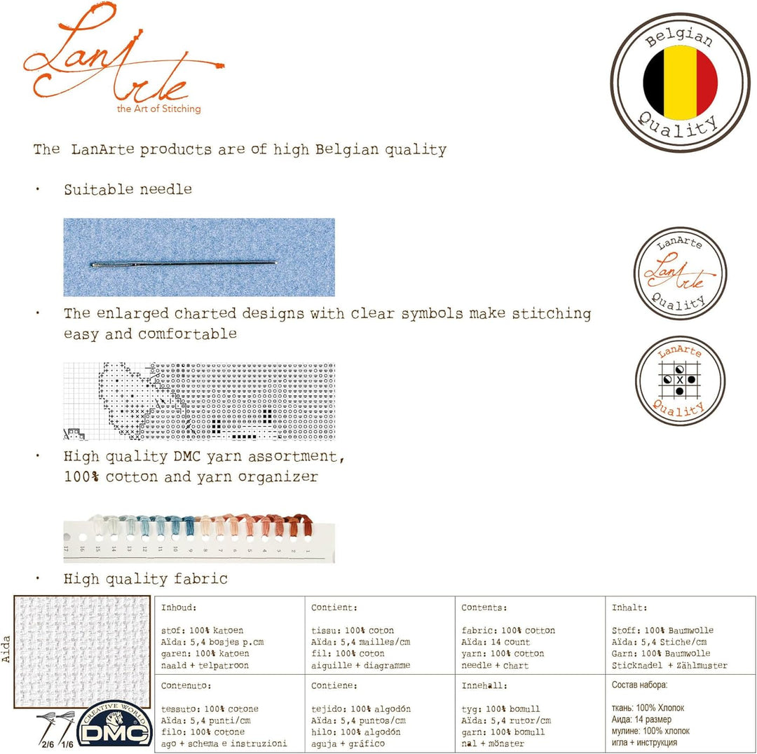 Lanarte Zählmusterpackung Leopard Aida Kreuzstichpackung, Baumwolle, Mehrfarbig, 35 x 34 x 0.3 cm, L
