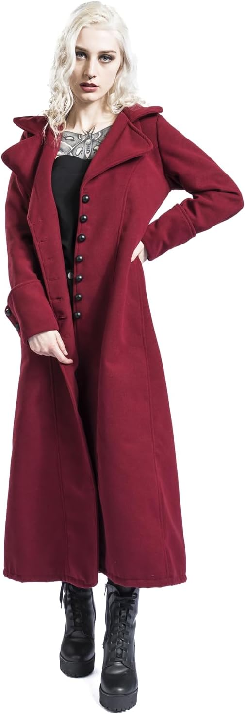 Gothicana by EMP Damen violetter Mantel mit grosser Kapuze M Rot, M Rot