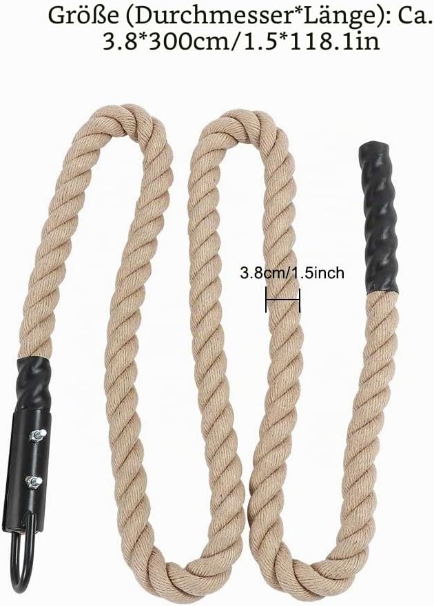 Alomejor Kletterseile Im Fitnessstudio, 3M 38MM Arm Power Trainingsseil Stärken Sie das Muskel Power