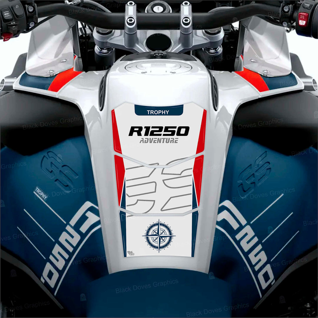 BLACK DOVES GRAPHICS Tankpad 3D kompatibel mit Motorrad R 1250 GS Adventure Trophy ab 2022 bis 2023