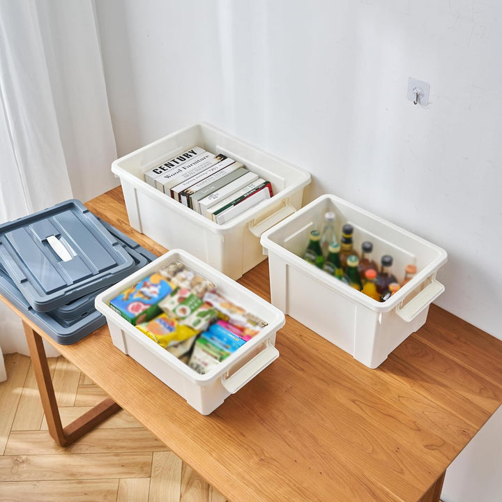 Cetomo 15L*3 Kunststoff-Aufbewahrungsbox Box mit haltbarem Deckel und Sicherheitsverschluss stapelba