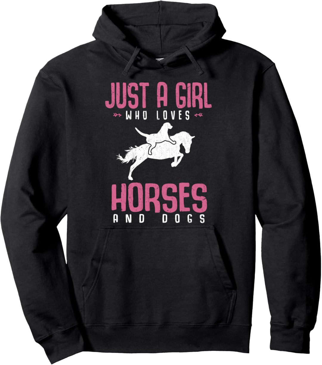 Nur ein Mädchen das Pferde und Hunde liebt Reiterin Pferd Pullover Hoodie