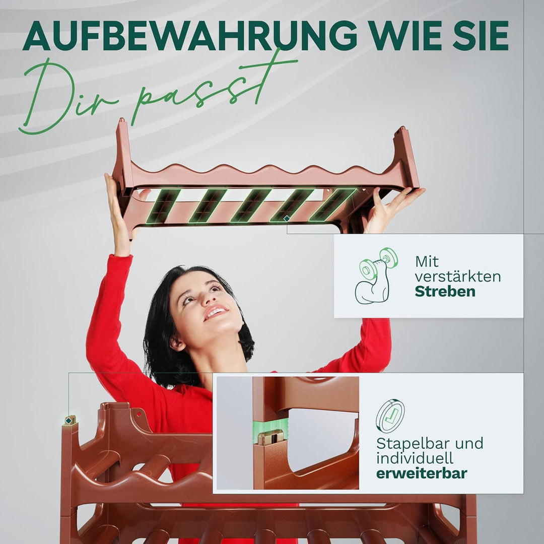 Novaliv Braunes, Modulares Flaschenregal für 60 Weinflaschen - Stapelbar, Erweiterbar, Robust - Idea