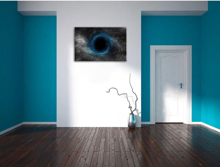 Pixxprint Schwarzes Loch im Weltall als Leinwandbild/Grösse: 100x70 cm/Wandbild/Kunstdruck/fertig be