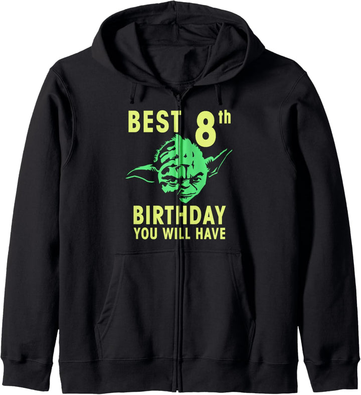 Star Wars Yoda Best 8th Birthday You Will Have Stencil Kapuzenjacke