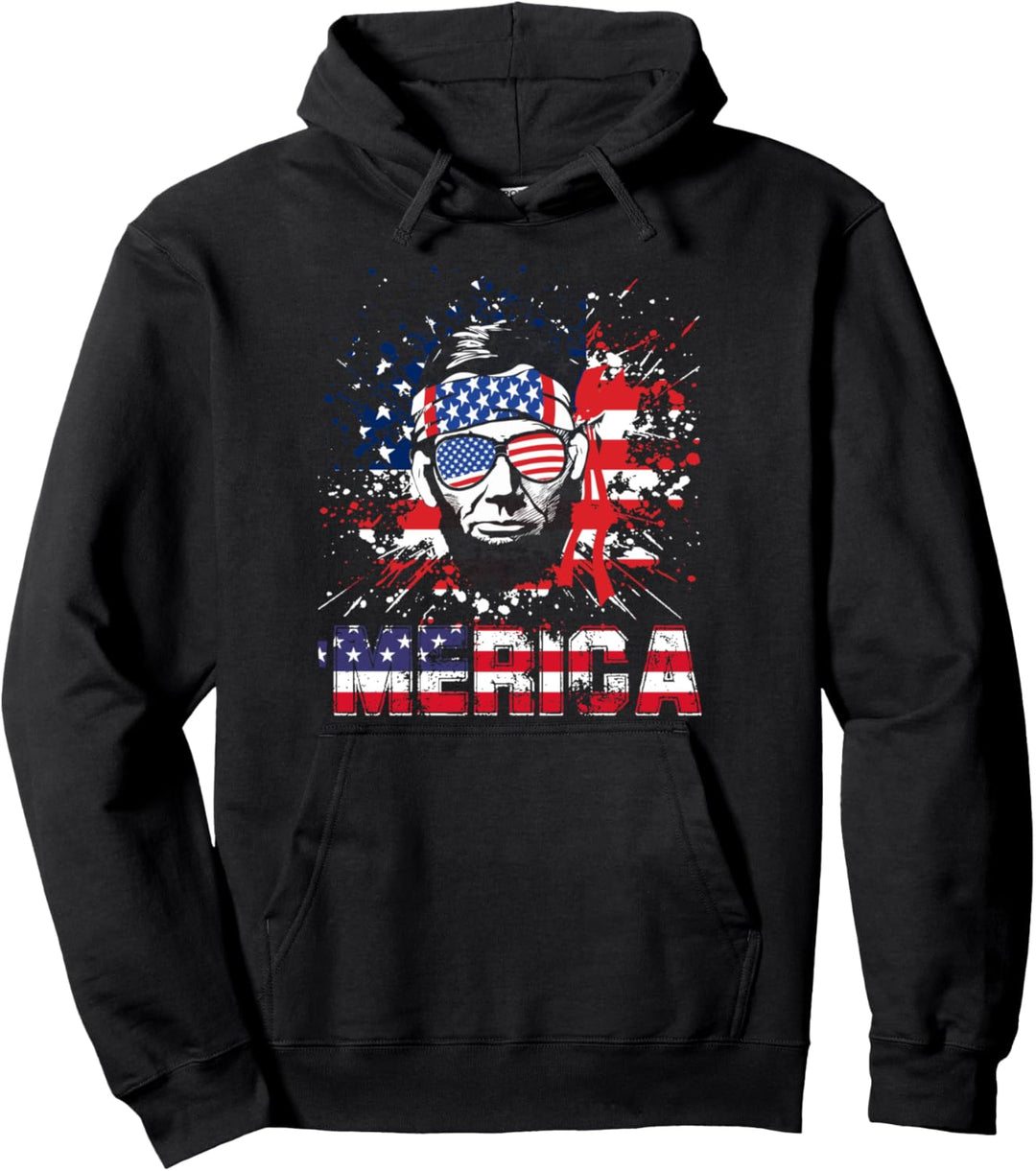 Lincoln MERICA Juli 4. Juli USA US Flagge Pullover Hoodie