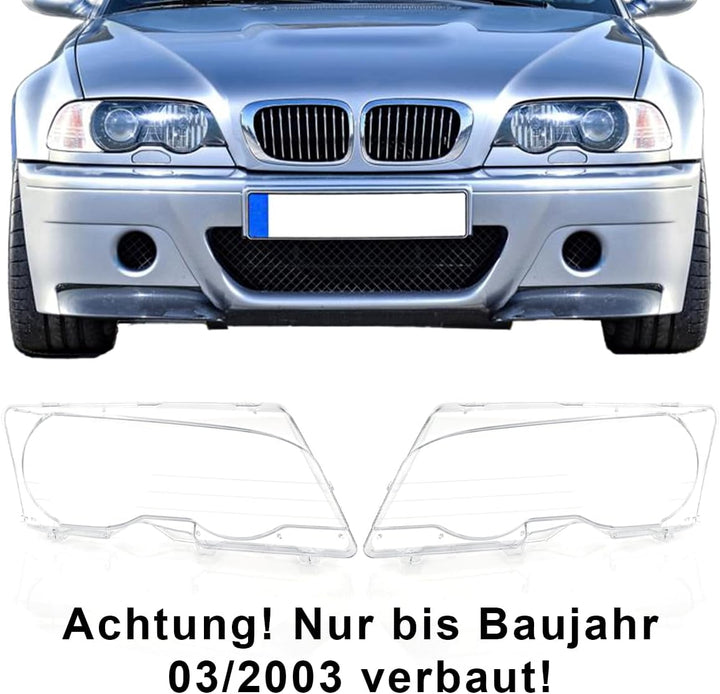 LST Scheinwerferglas Streuscheibe rechts Halogen Xenon kompatibel mit BMW 3er E46 Coupe Cabrio 02/19