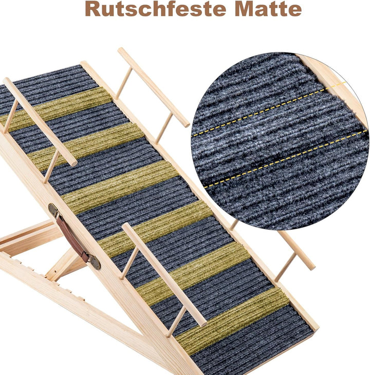 Hunderampe Klappbare Hunderampe aus Holz HöHenverstellbar 30-60cm rutschfeste Haustiertreppe Für Hun