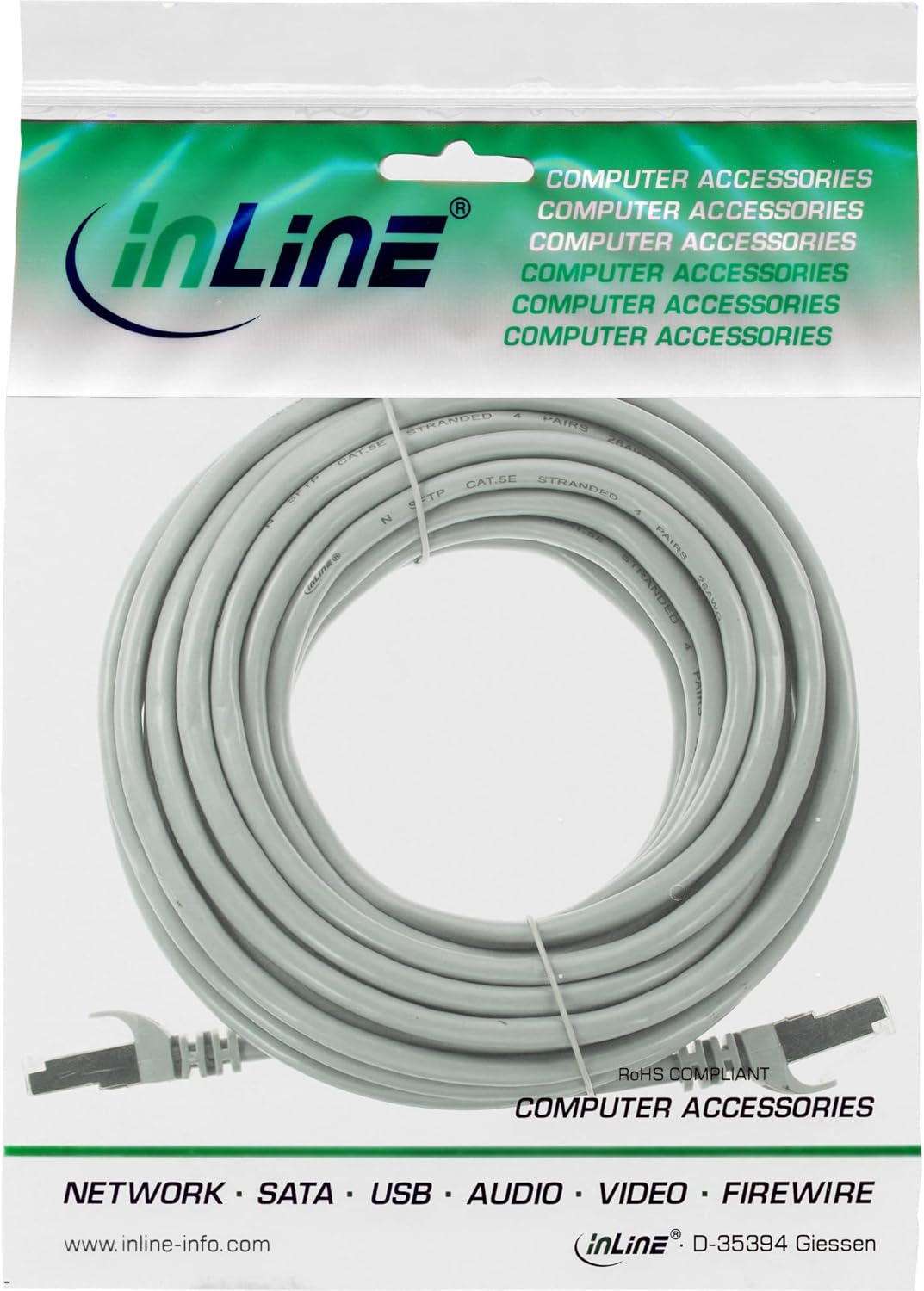InLine 72555L Patchkabel, F/UTP, Cat.5e, grau, 50m