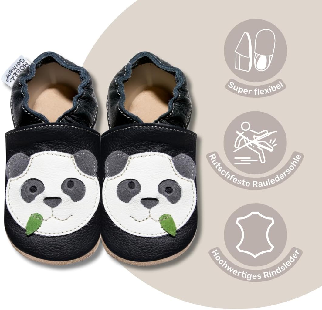HOBEA-Germany Krabbelschuhe für Jungs und Mädchen in verschiedenen Designs 24/25 EU Maus Grau, 24/25