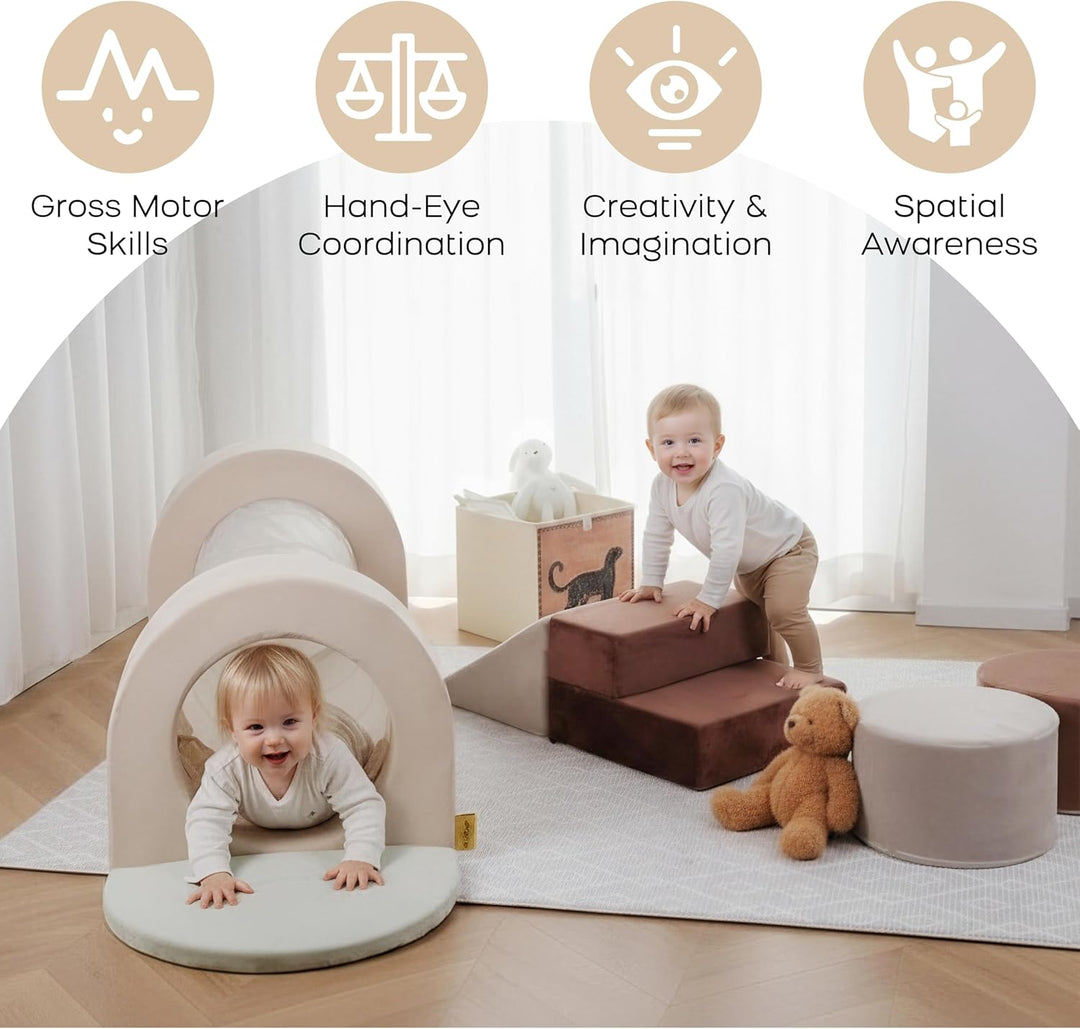 BanaSuper Schaumstoff Bausteine &amp; Spieltunnel Set | XXL Kletterblöcke und Krabbeltunnel für Kinder |