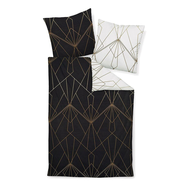 Janine Mako-Satin-Bettwäsche J.D. 200x200 cm + 2X 80x80 cm bronzebraun-schwarz, 200x200 cm