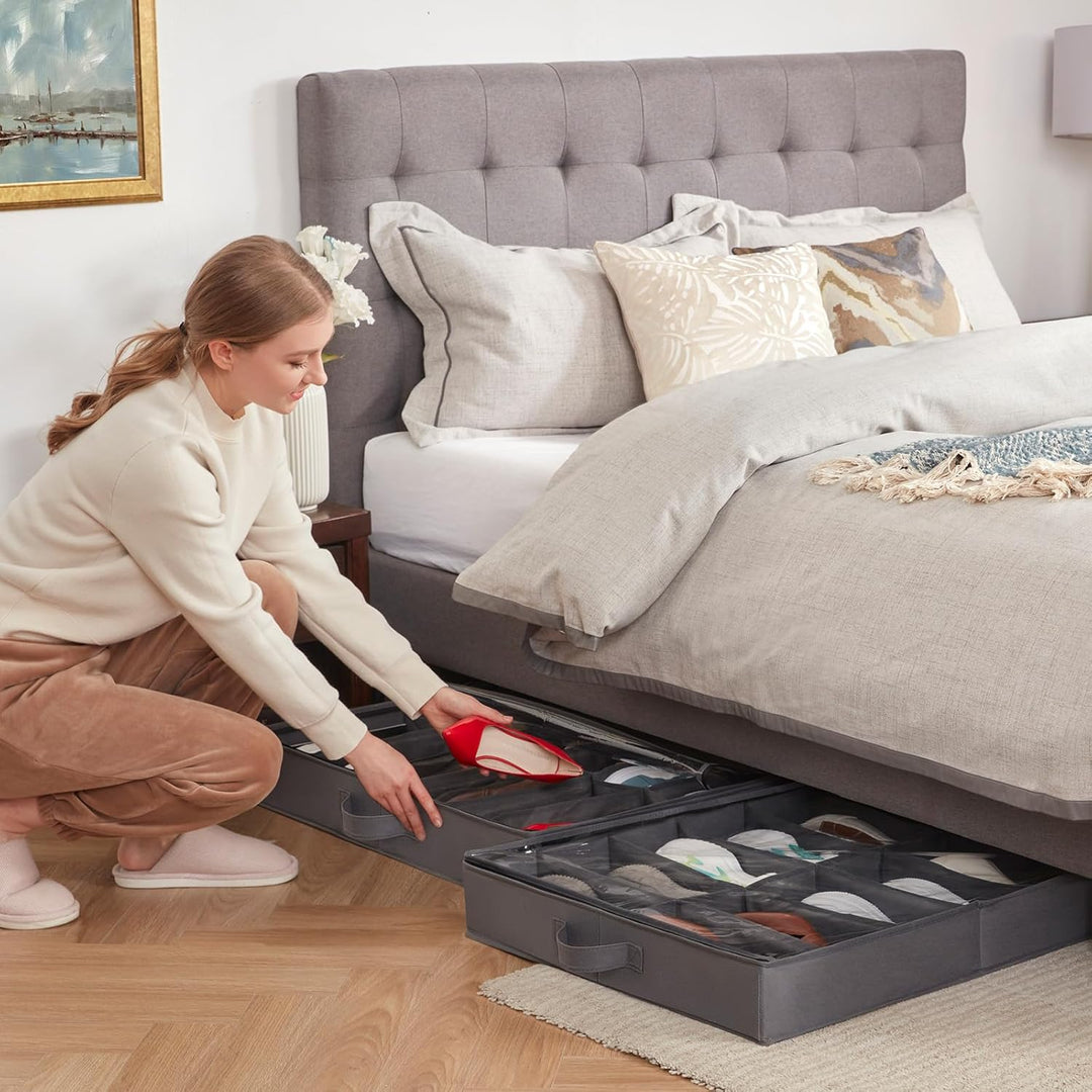 Lifewit 2 Stück Unterbettkommode für Schuhe, Faltbare Unterbett Aufbewahrungsbox Schuhorganizer Schu