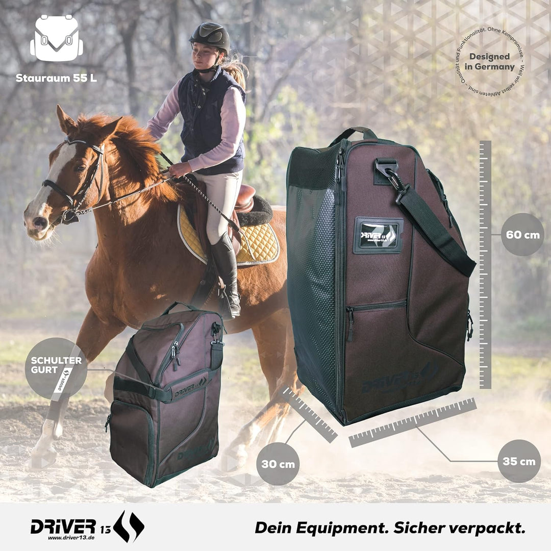 Driver13 Reitstiefelrucksack Reitstiefeltasche Stiefeletten Taschen Deluxe mit Helmfach für Reitstie