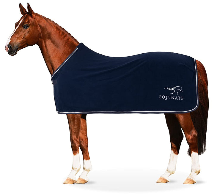 Equinate Abschwitzdecke Springdale aus Polarfleece mit Widerristpolster 125cm Navy Navy 125cm, Navy