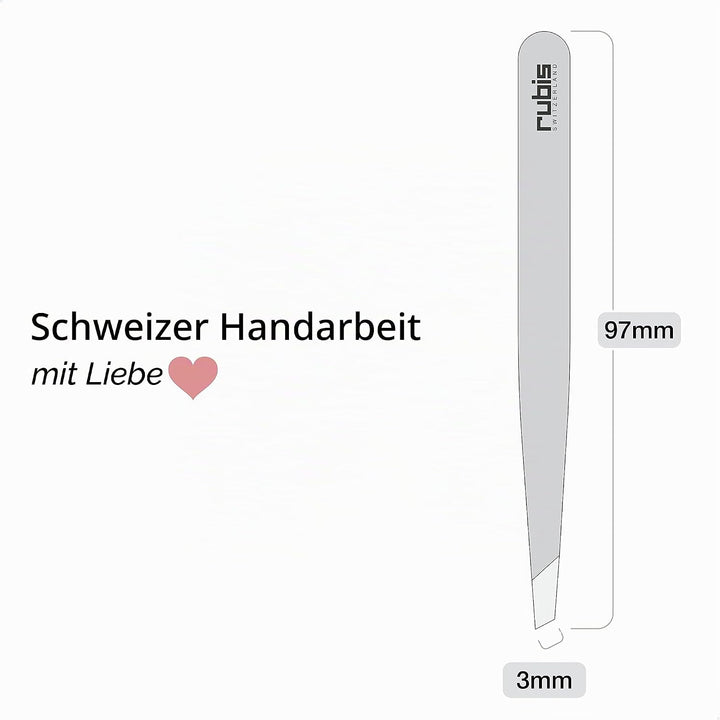 Rubis Pinzette Rosa - schräg, fein und spitz - Pinzette zum Augenbrauen zupfen - schräge Spitze zur