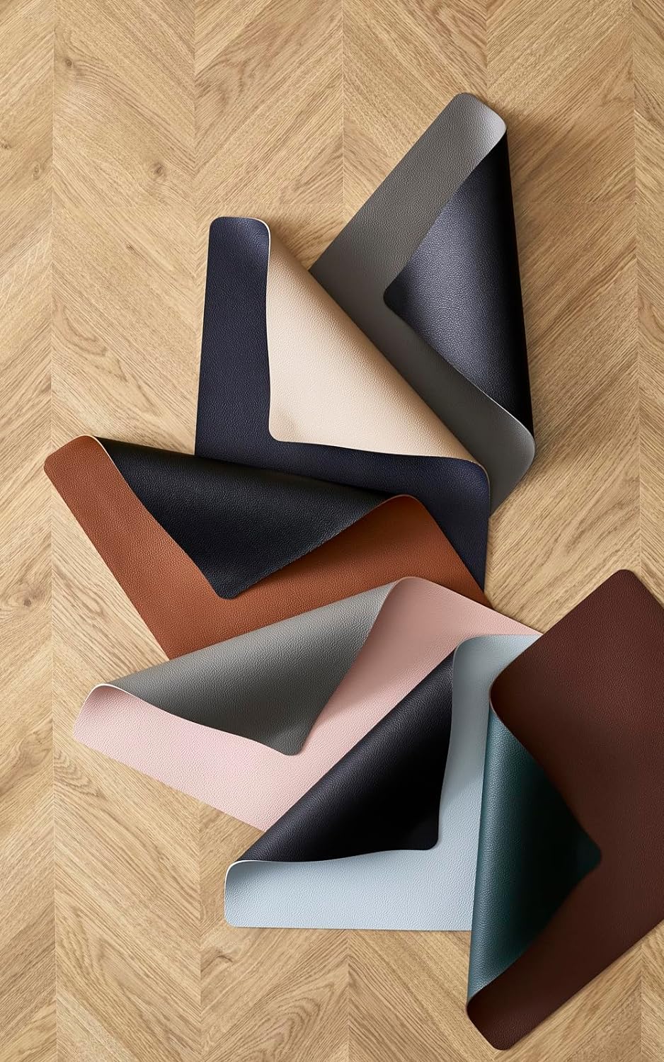 BITZ Tischset, Platzset in Leder-Look, Abwaschbar, 46 x 33 cm, 4er-Set, Königsblau/Sand 33 x 46 cm K