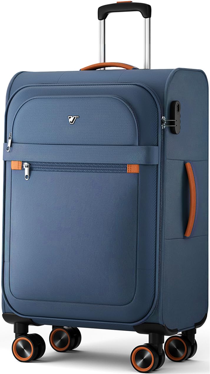 Weichschalenkoffer gross 78x48x30cm - Stoff Koffer Trolley - Leicht Reisekoffer mit 4 Rollen & Zahle
