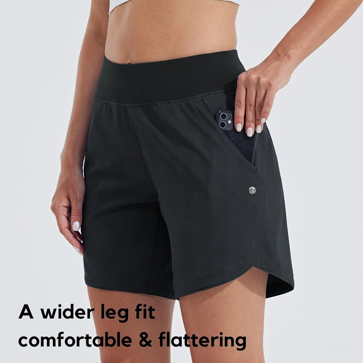 WILLIT Damen 7" Badeshorts Schwimmen Boardshorts Badehose Schnell Trocknend Bikini Shorts High Waist