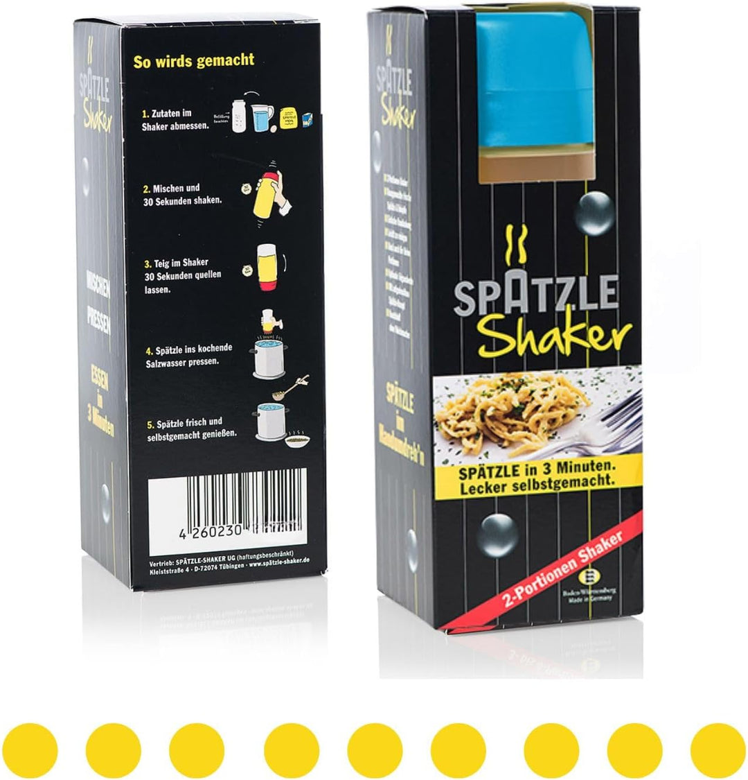 Einsteiger-Set zum Spätzle selber machen mit Spätzle-Shaker (675 ml blau) 2 Portionen & Rezeptbuch (