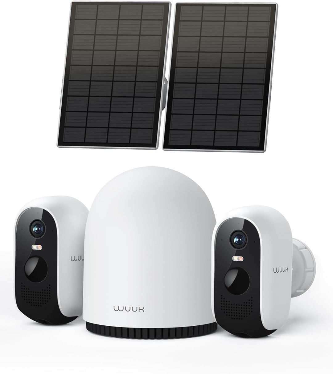 WUUK Überwachungskamera Aussen Akku Solar Set, 2K WLAN Kamera Outdoor, 32G Lokaler Speicher, Kompati