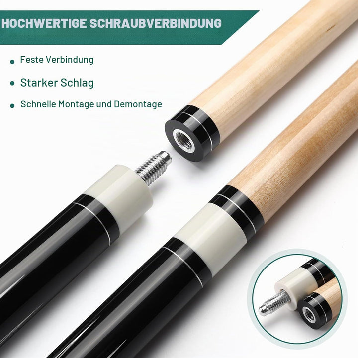 Pool Queue, 58 Zoll Billard Queue Hardwood Pool Cue 13mm Spitzen für Professionelle Billardspieler,