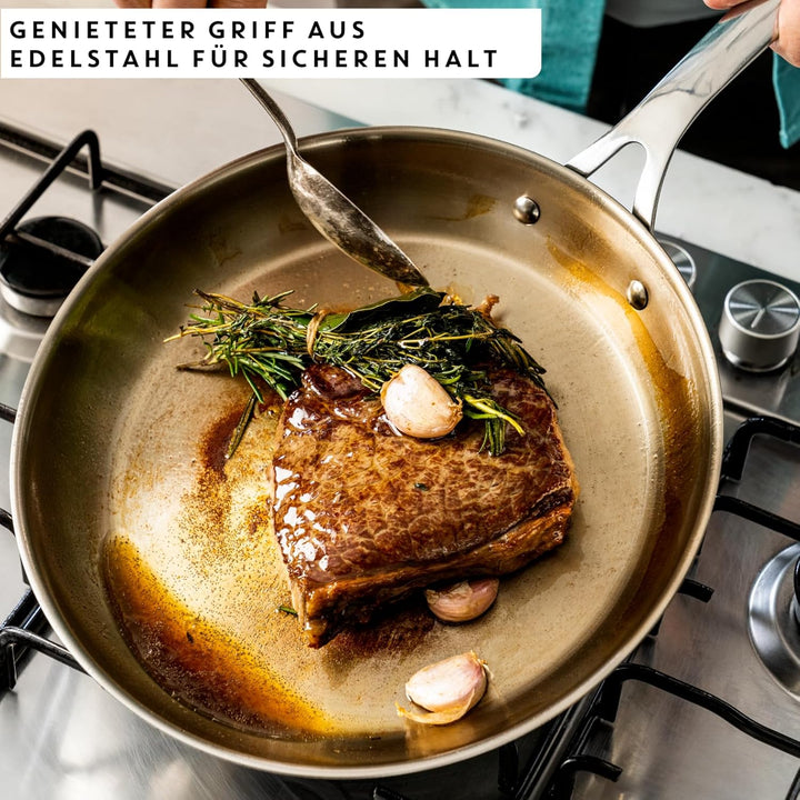 Jamie Oliver by Tefal Cook Smart Bratpfanne 24cm, unbeschichteter Edelstahl, induktionsgeeignet, The