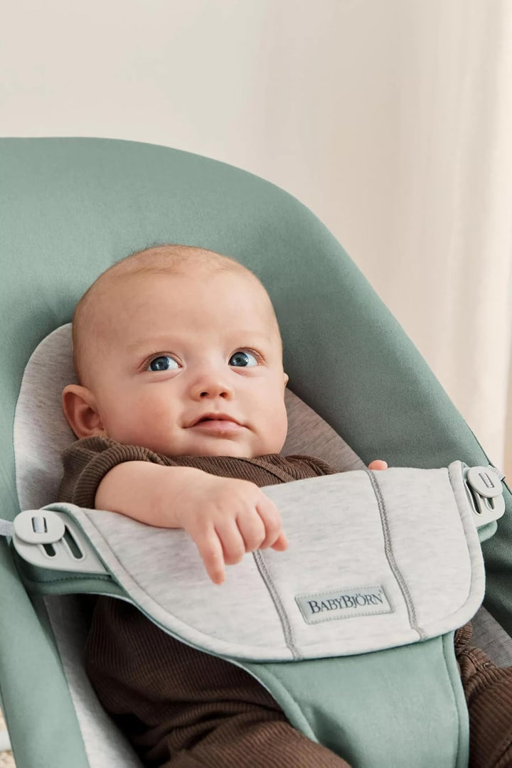BabyBjörn Babywippe Balance Soft,Gewebt/Jersey, Graugrün/Grau