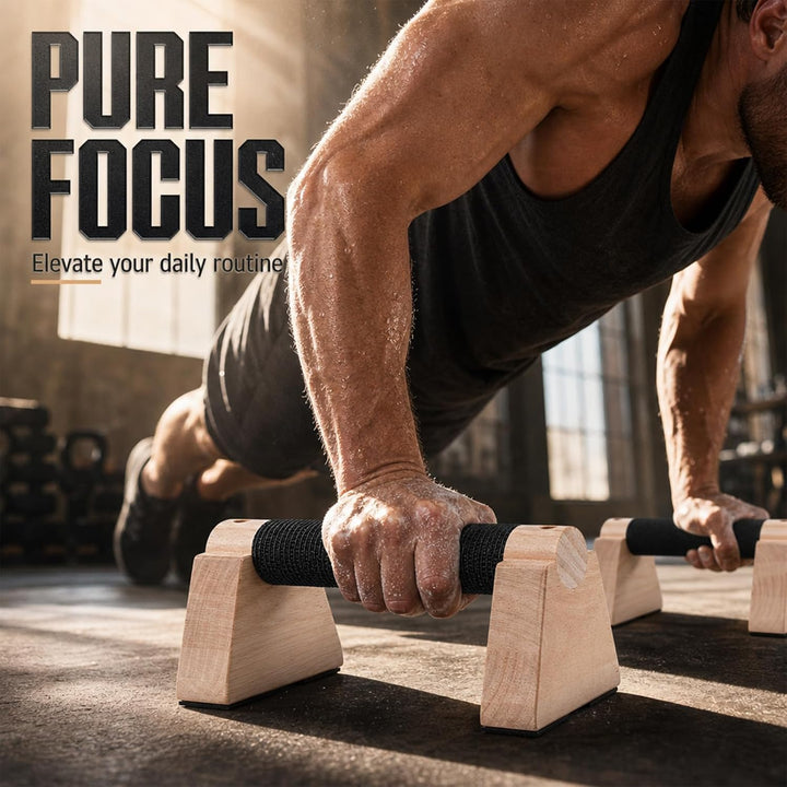 Liegestützgriffe, 30CM Parallettes &amp; Calisthenics Griffe, Push Up Bars aus Eichenholz, rutschfeste B